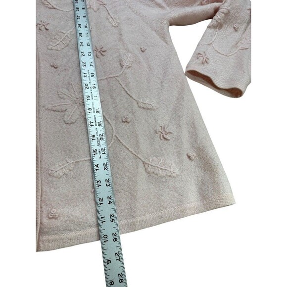 Appleseed’s Women’s Size 1X Plus Pink Boiled 100% Wool Cardigan Applique Floral - Picture 7 of 7